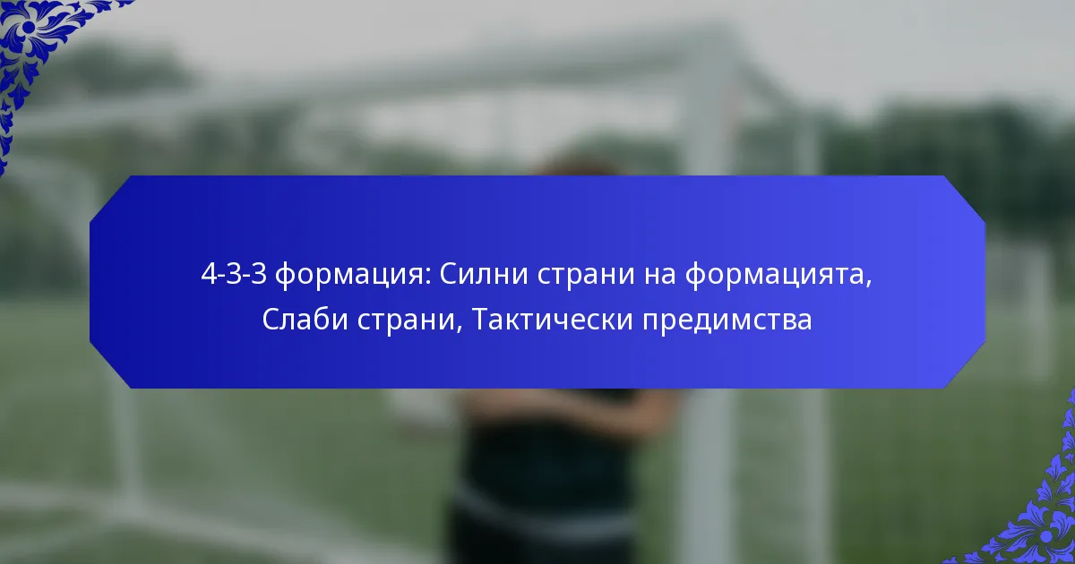 4-3-3 формация: Силни страни на формацията, Слаби страни, Тактически предимства