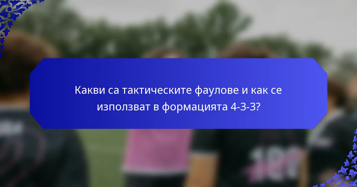 Какви са тактическите фаулове и как се използват в формацията 4-3-3?